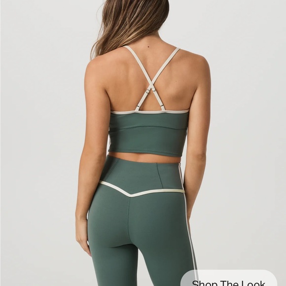 Vuori Forest Green Cropped Tank with White Trim - Picture 5 of 6